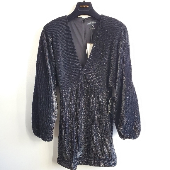 Retrofete Aubrielle Sequined Black Mini Cocktail Dress NWT Size Small - Picture 11 of 17